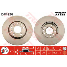 DF4936 TRW Тормозной диск