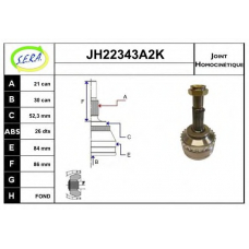 JH22343A2K SERA Шарнирный комплект, приводной вал