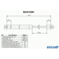 BGS10281 BUGIAD Газовая пружина, крышка багажник