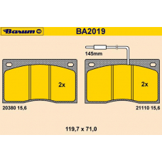 BA2019 BARUM Комплект тормозных колодок, дисковый тормоз