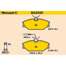 BA2050 BARUM Комплект тормозных колодок, дисковый тормоз