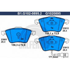 B1.G102-0895.2 GALFER Комплект тормозных колодок, дисковый тормоз