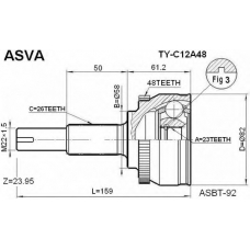 TY-C12A48 ASVA Шарнирный комплект, приводной вал