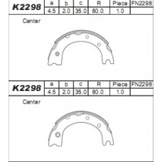 K2298 ASIMCO Комплект тормозных колодок