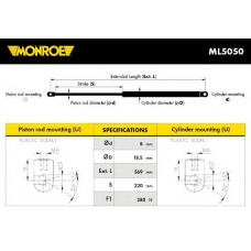 ML5050 MONROE Газовая пружина, крышка багажник