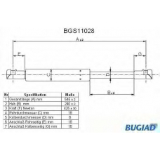 BGS11028 BUGIAD Газовая пружина, крышка багажник