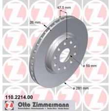 110.2214.00 ZIMMERMANN Тормозной диск