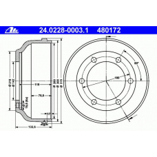24.0228-0003.1 ATE Тормозной барабан
