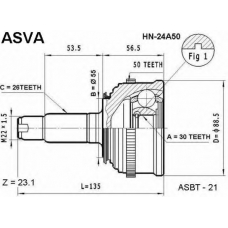 HN-24A50 ASVA Шарнирный комплект, приводной вал