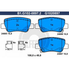 B1.G102-0897.2 GALFER Комплект тормозных колодок, дисковый тормоз