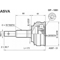 OP-1051 ASVA Шарнирный комплект, приводной вал