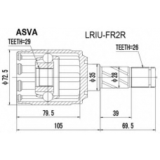 LRIU-FR2R ASVA Шарнирный комплект, приводной вал