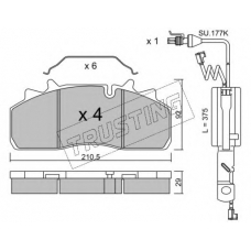 947.0W TRUSTING Комплект тормозных колодок, дисковый тормоз