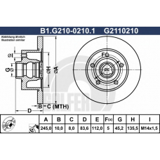 B1.G210-0210.1 GALFER Тормозной диск