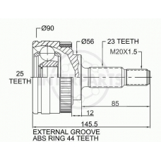 OJ-1448 InterParts Шарнирный комплект, приводной вал