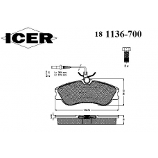 181136-700 ICER Комплект тормозных колодок, дисковый тормоз