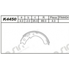 K4450 ASIMCO Комплект тормозных колодок, стояночная тормозная с
