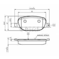 0 986 TB3 128 BOSCH Комплект тормозных колодок, дисковый тормоз