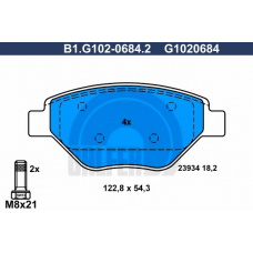 B1.G102-0684.2 GALFER Комплект тормозных колодок, дисковый тормоз