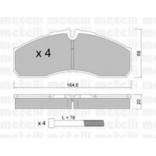 22-0578-5 METELLI Комплект тормозных колодок, дисковый тормоз