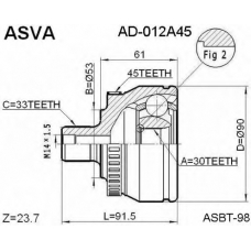 AD-012A45 ASVA Шарнирный комплект, приводной вал