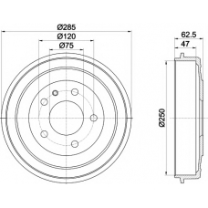 8DT 355 300-001 HELLA PAGID Тормозной барабан