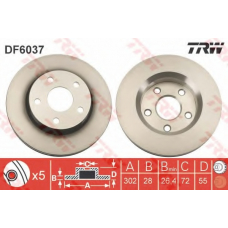 DF6037 TRW Тормозной диск