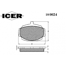 180024 ICER Комплект тормозных колодок, дисковый тормоз