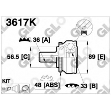 3617K GLO Шарнирный комплект, приводной вал