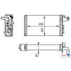 8FH 351 313-041 HELLA Теплообменник, отопление салона