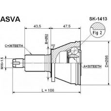 SK-1413 ASVA Шарнирный комплект, приводной вал