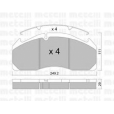 22-0593-0 METELLI Комплект тормозных колодок, дисковый тормоз