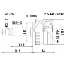 KA-MGSA48 ASVA Шарнирный комплект, приводной вал