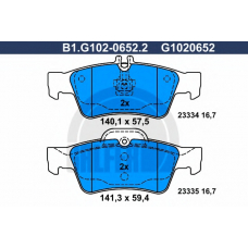 B1.G102-0652.2 GALFER Комплект тормозных колодок, дисковый тормоз