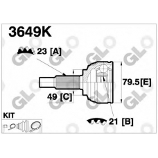 3649K GLO Шарнирный комплект, приводной вал