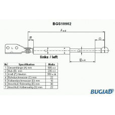 BGS10902 BUGIAD Газовая пружина, крышка багажник