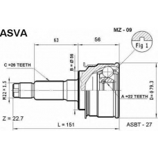 MZ-09 ASVA Шарнирный комплект, приводной вал