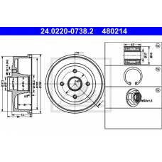24.0220-0738.2 ATE Тормозной барабан