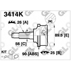 3414K GLO Шарнирный комплект, приводной вал