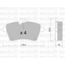 22-0646-0 METELLI Комплект тормозных колодок, дисковый тормоз