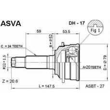 DH-17 ASVA Шарнирный комплект, приводной вал