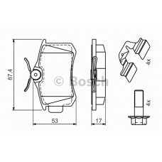 0 986 494 596 BOSCH Комплект тормозных колодок, дисковый тормоз