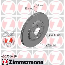 450.1536.20 ZIMMERMANN Тормозной диск