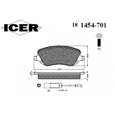 181454-701 ICER Комплект тормозных колодок, дисковый тормоз