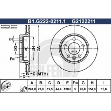 B1.G222-0211.1 GALFER Тормозной диск