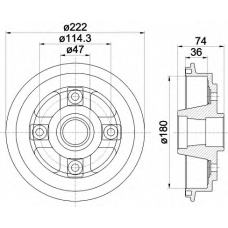 8DT 355 301-381 HELLA Тормозной барабан