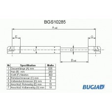 BGS10285 BUGIAD Газовая пружина, крышка багажник