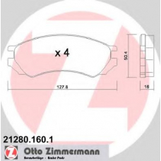 21280.160.1 ZIMMERMANN Комплект тормозных колодок, дисковый тормоз