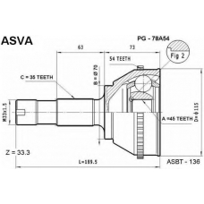 PG-78A54 ASVA Шарнирный комплект, приводной вал