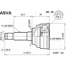 MZ-06 ASVA Шарнирный комплект, приводной вал